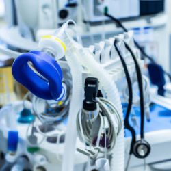 oxygen inhalation equipment at the hospital room, Oxygen gauge, Health care and life save concept.Modern clinic. Closeup